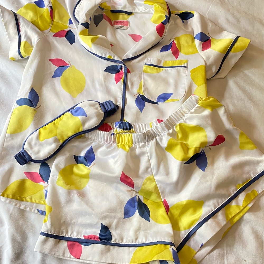 Kate spade lemon print pajama set with mask